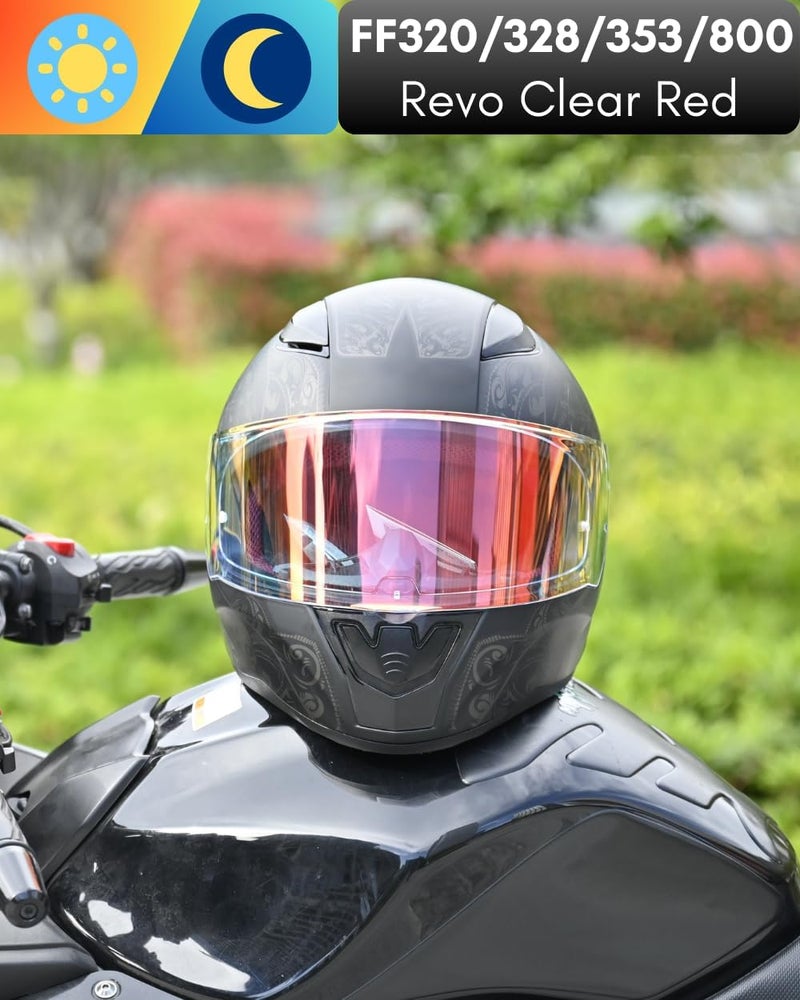 Logto Compatible with LS2 FF353/320/328/800 Helmets Visor Tint Replacement Motorcycle Helmet Face Shield (Revo Clear Red) - Image 3